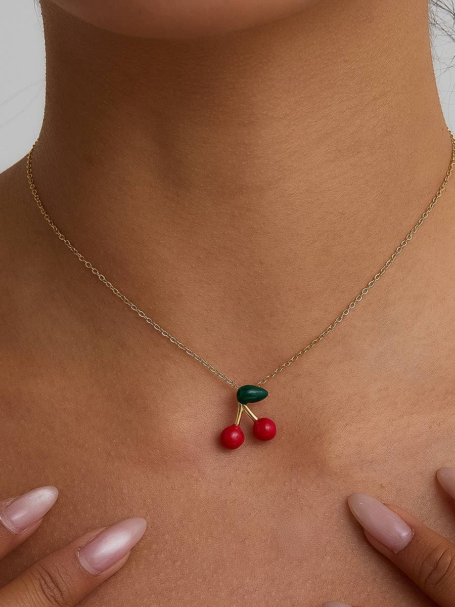 Mûre 18K Gold Non - Tarnish Vintage Cherry Necklace - Dear John