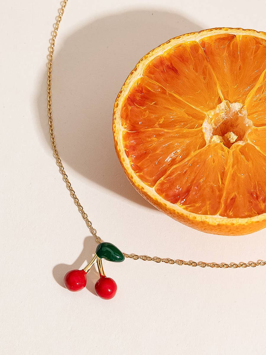 Mûre 18K Gold Non - Tarnish Vintage Cherry Necklace - Dear John
