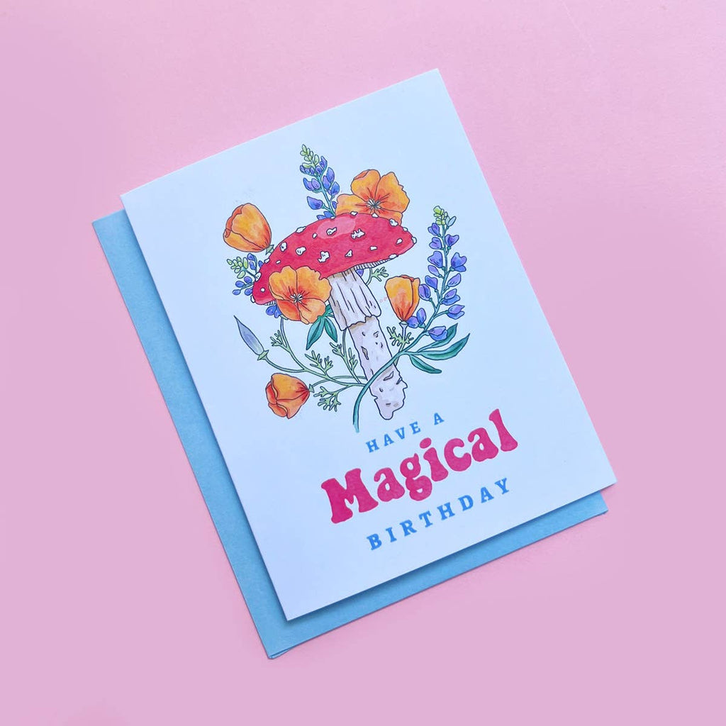 Mushroom California Poppies Birthday Card - Dear John