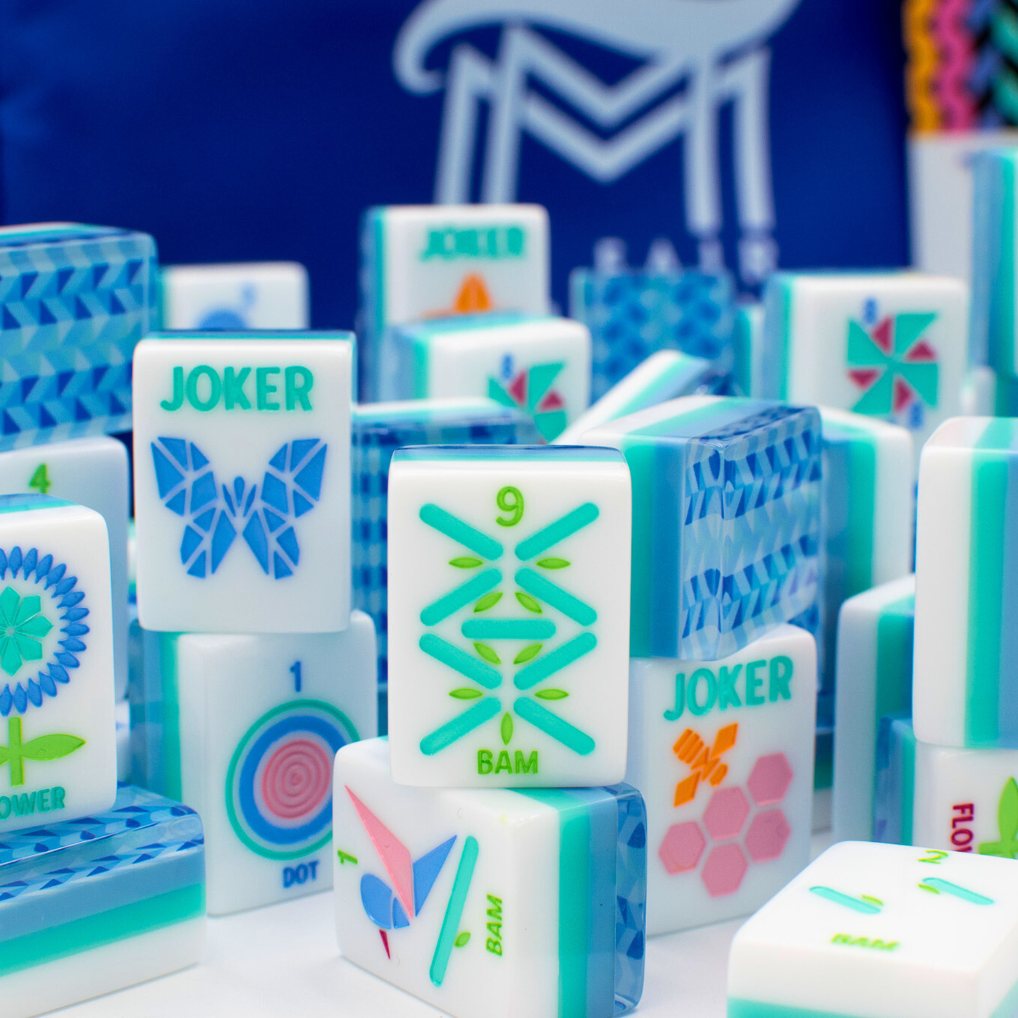 My Fair Mahjong - Crystal Prism Blue | Mahjong with Bold Angles and Vibrant Vibes | 1.25" x 0.9" x 0.7" - Dear John