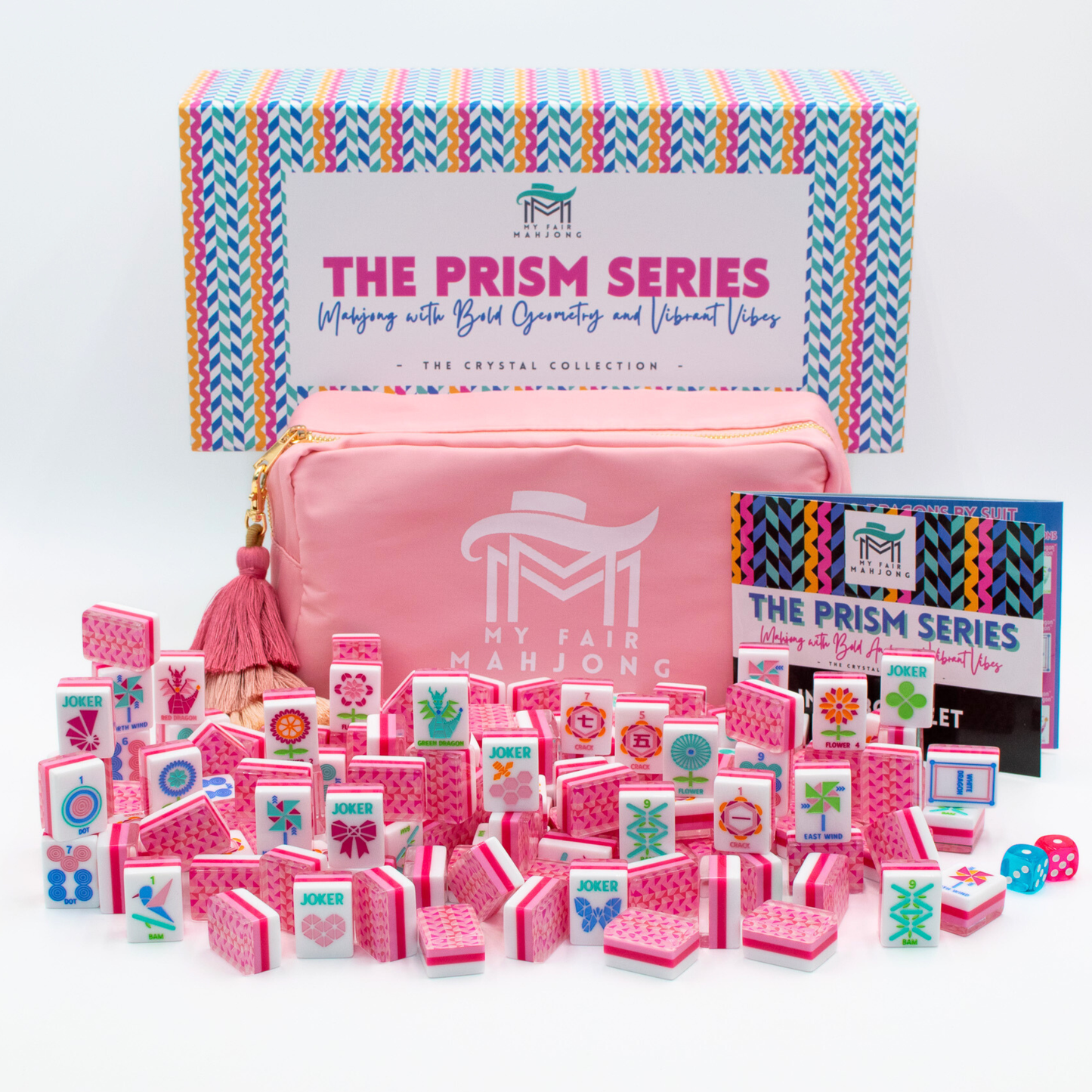 My Fair Mahjong - Crystal Prism Pink | Mahjong with Bold Angles and Vibrant Vibes | 1.25" x 0.9" x 0.7" - Dear John