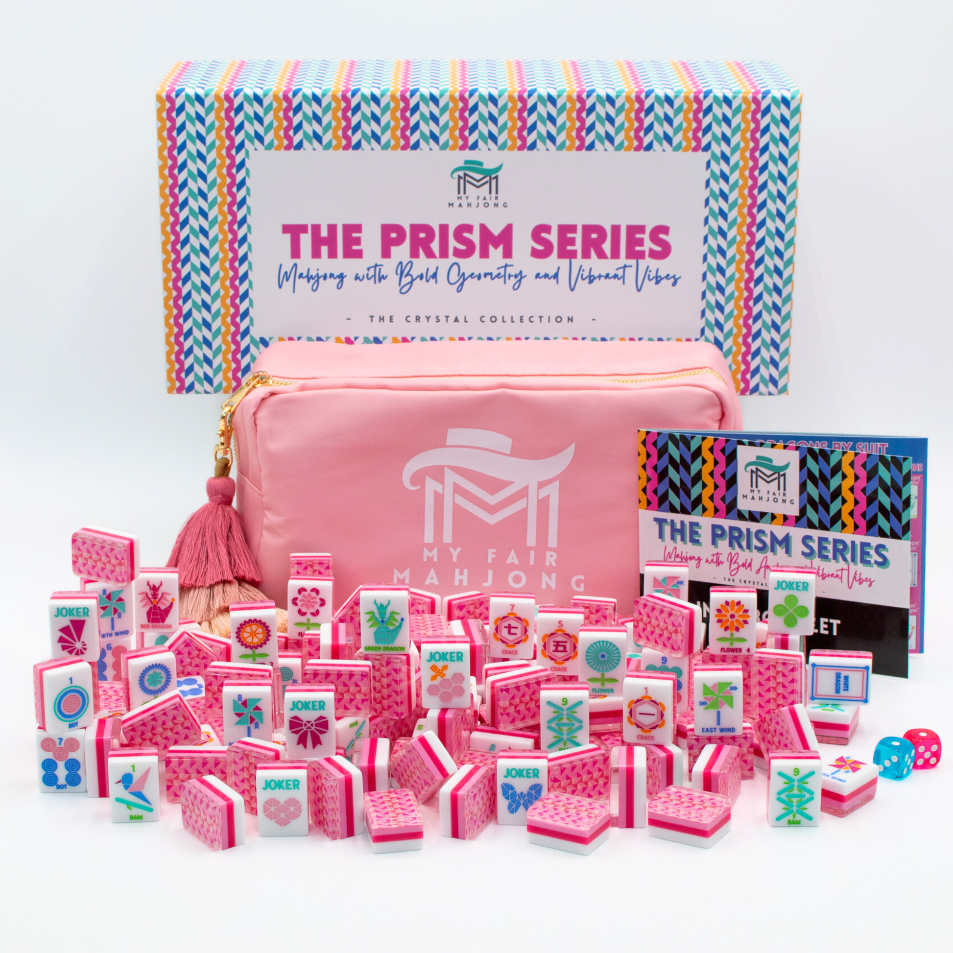 My Fair Mahjong - Crystal Prism Pink | Mahjong with Bold Angles and Vibrant Vibes | 1.25" x 0.9" x 0.7" - Dear John
