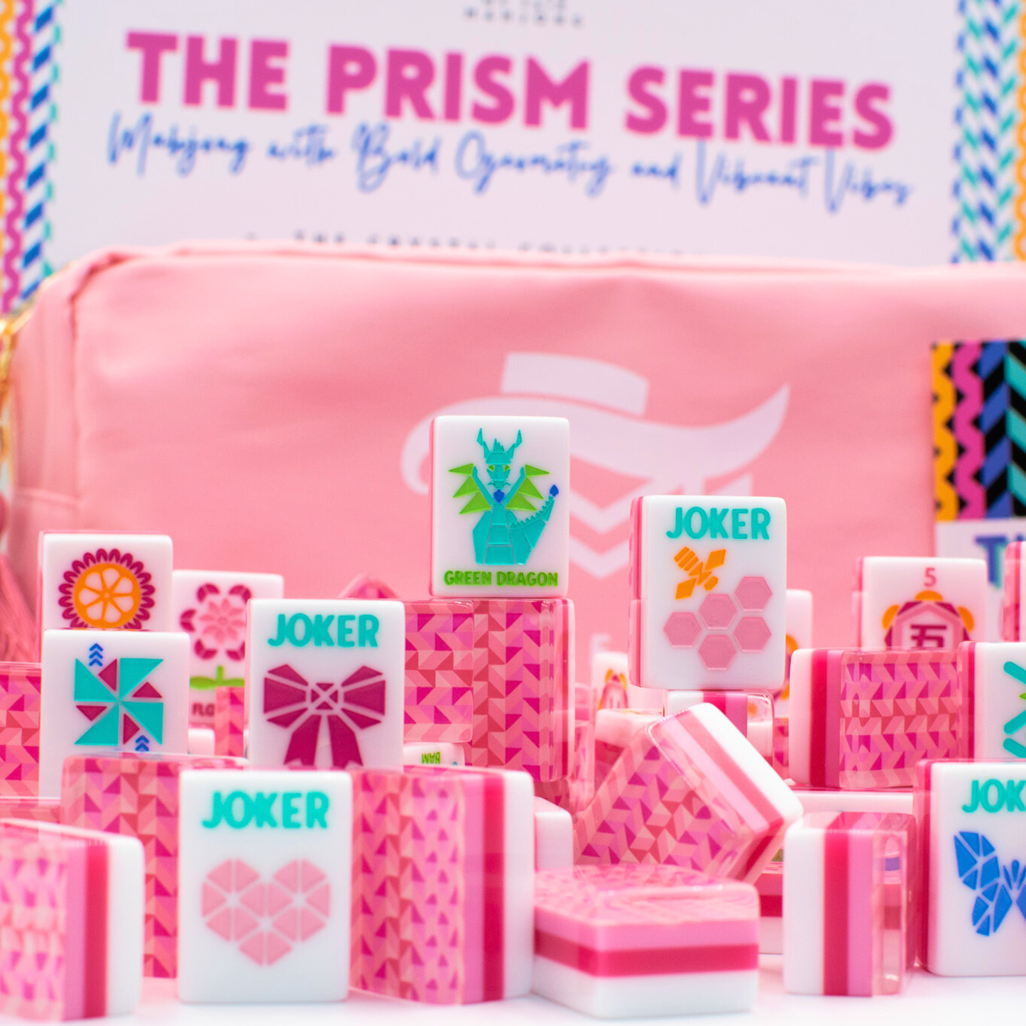 My Fair Mahjong - Crystal Prism Pink | Mahjong with Bold Angles and Vibrant Vibes | 1.25" x 0.9" x 0.7" - Dear John
