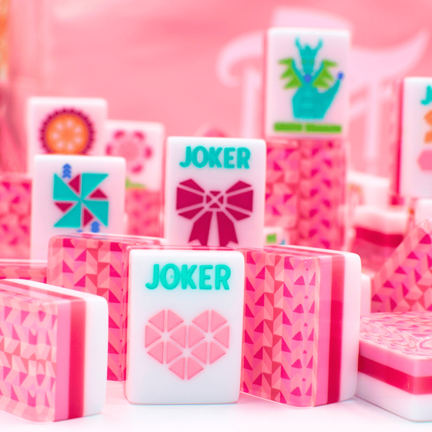 My Fair Mahjong - Crystal Prism Pink | Mahjong with Bold Angles and Vibrant Vibes | 1.25" x 0.9" x 0.7" - Dear John