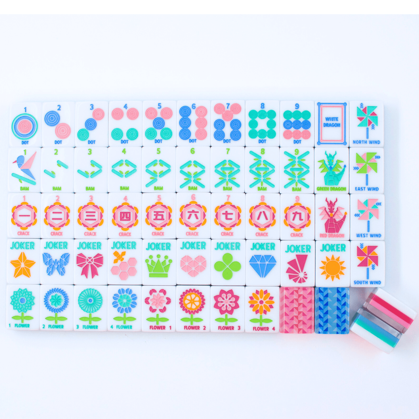 My Fair Mahjong - Crystal Prism Pink | Mahjong with Bold Angles and Vibrant Vibes | 1.25" x 0.9" x 0.7" - Dear John