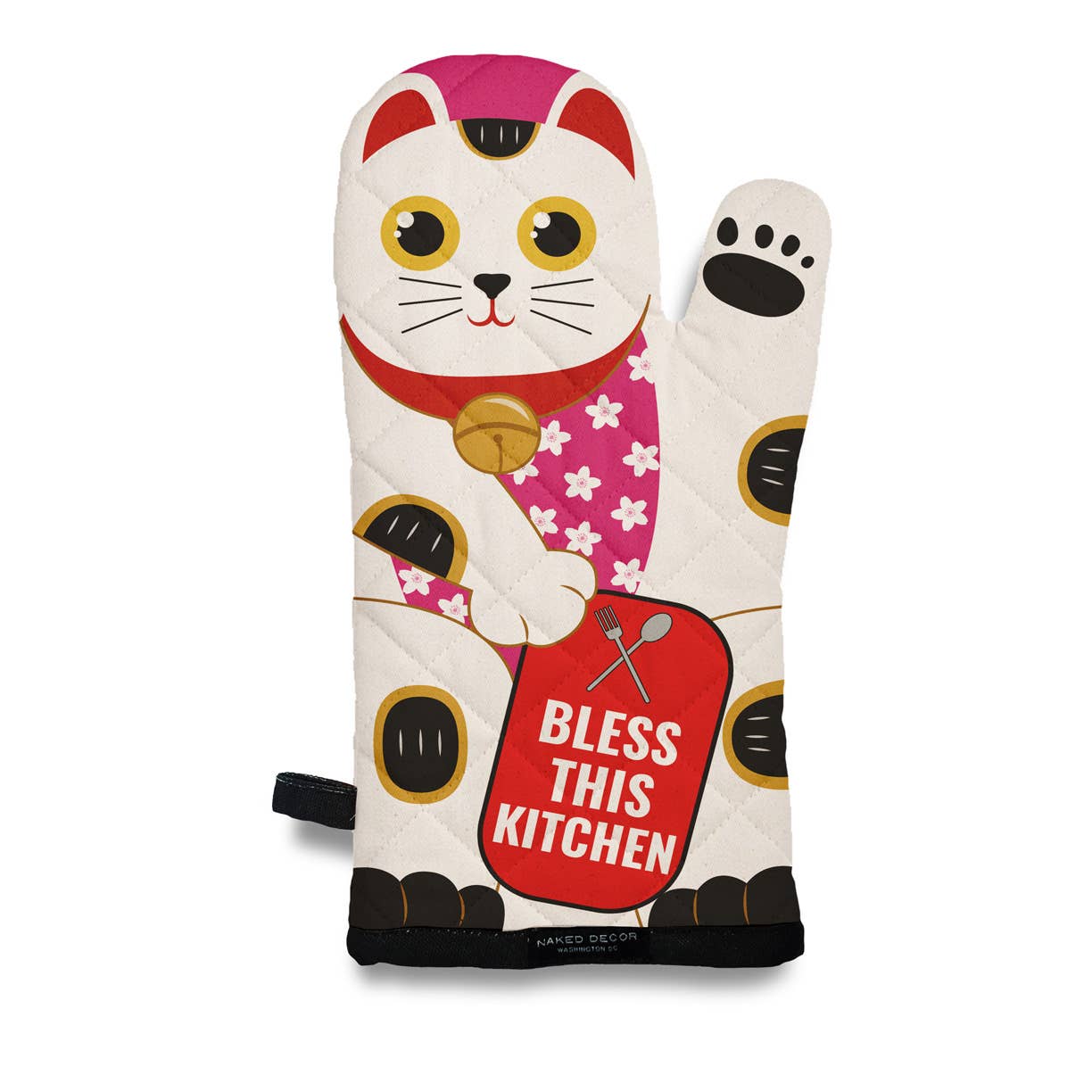 Naked Decor - Japanese Lucky Cat - Bless This Kitchen Oven Mitt - Dear John