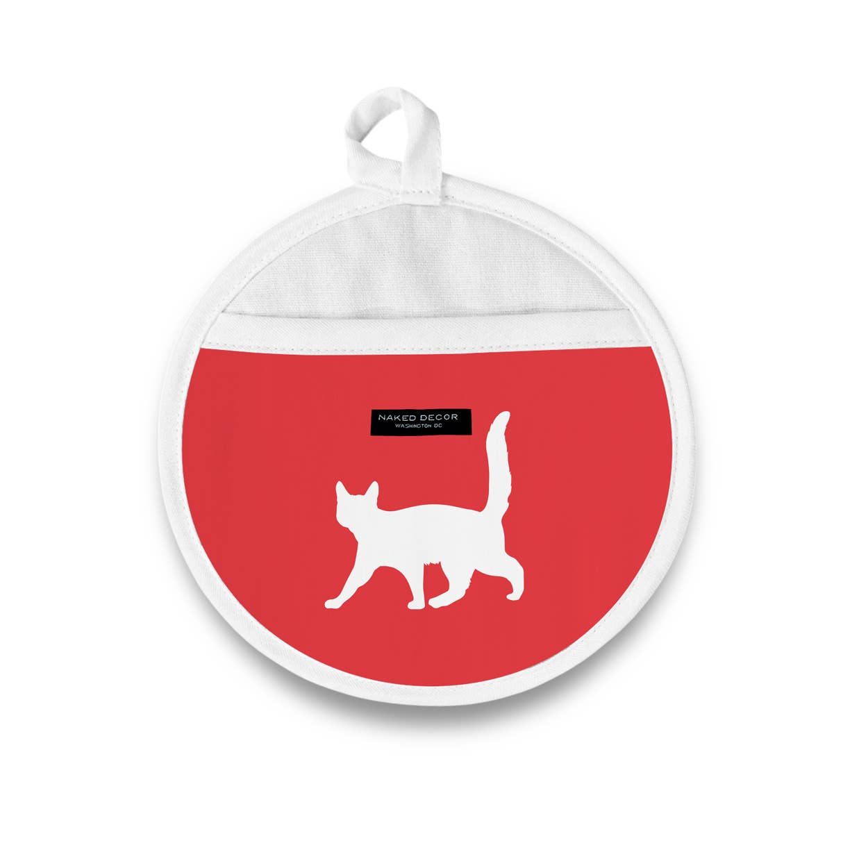 Naked Decor - Modern Black Kitty Cat Round Potholder / Hot Pad - Dear John