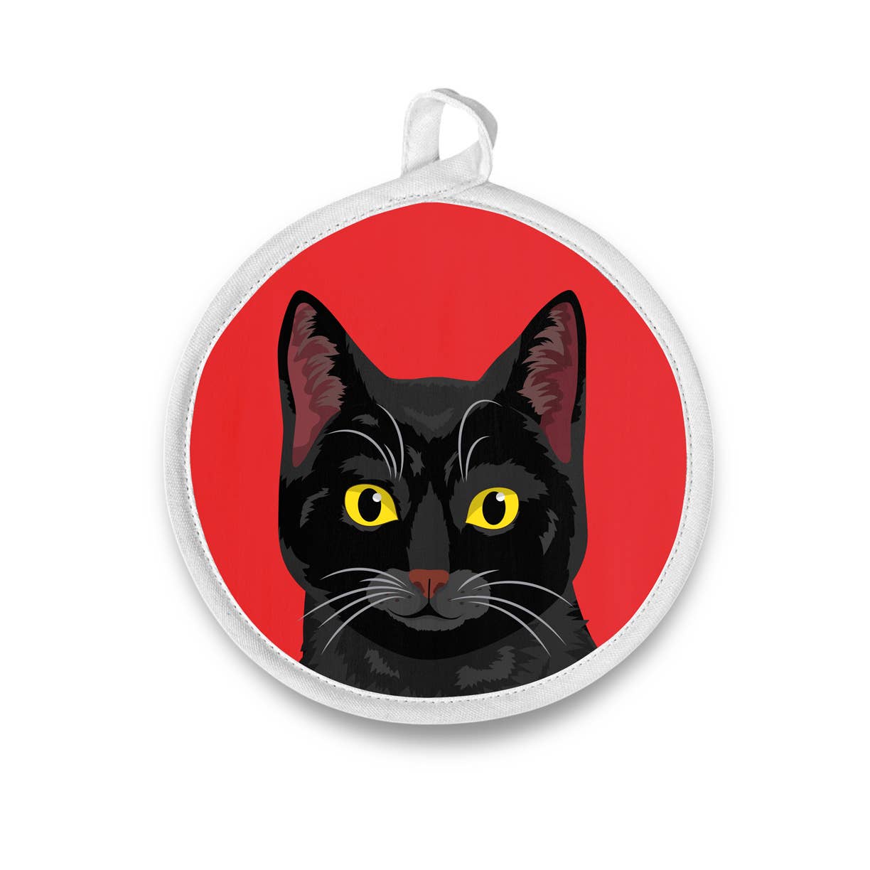 Naked Decor - Modern Black Kitty Cat Round Potholder / Hot Pad - Dear John