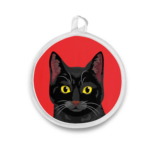 Naked Decor - Modern Black Kitty Cat Round Potholder / Hot Pad - Dear John