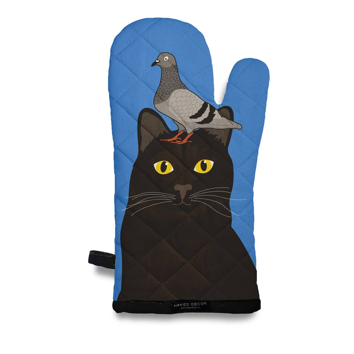 Naked Decor - Pigeon on Black Kitty Cat Oven Mitt   - Dear John