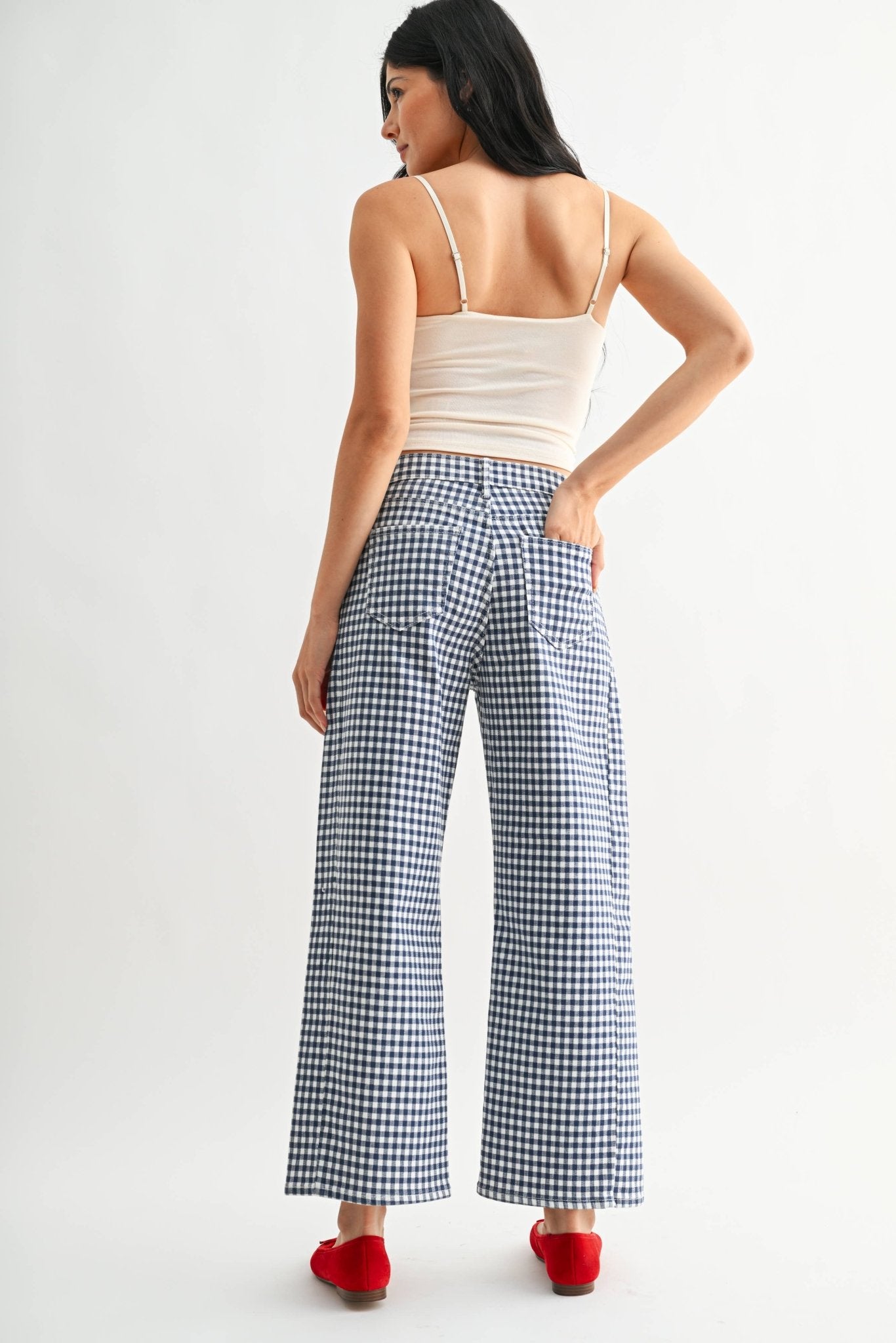 NAVY GINGHAM - Barrel Jean Twist - Dear John