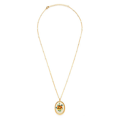 Needlepoint Flower Vintage Cameo Necklace - Dear John