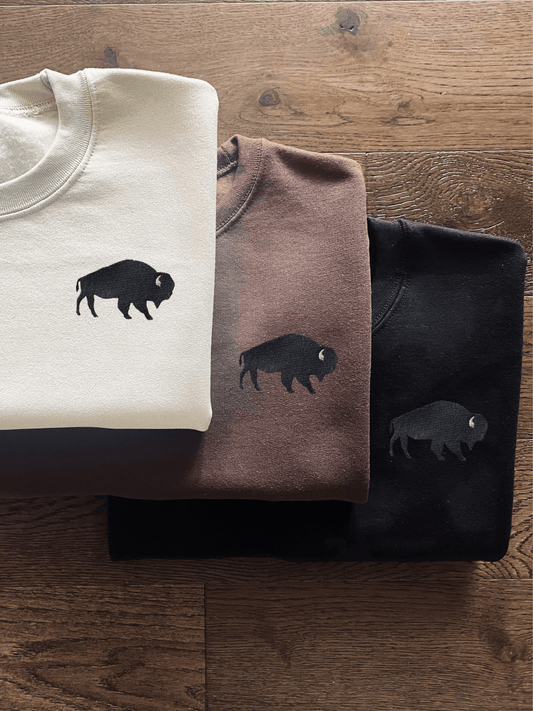 Neutral Embroidered Buffalo Sweatshirt - Dear John