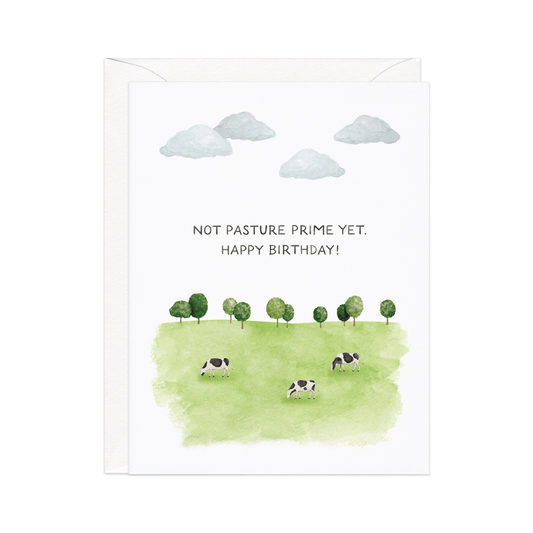 Not Past Your Prime Yet — Funny Cow Pasture Birthday Card - Dear John