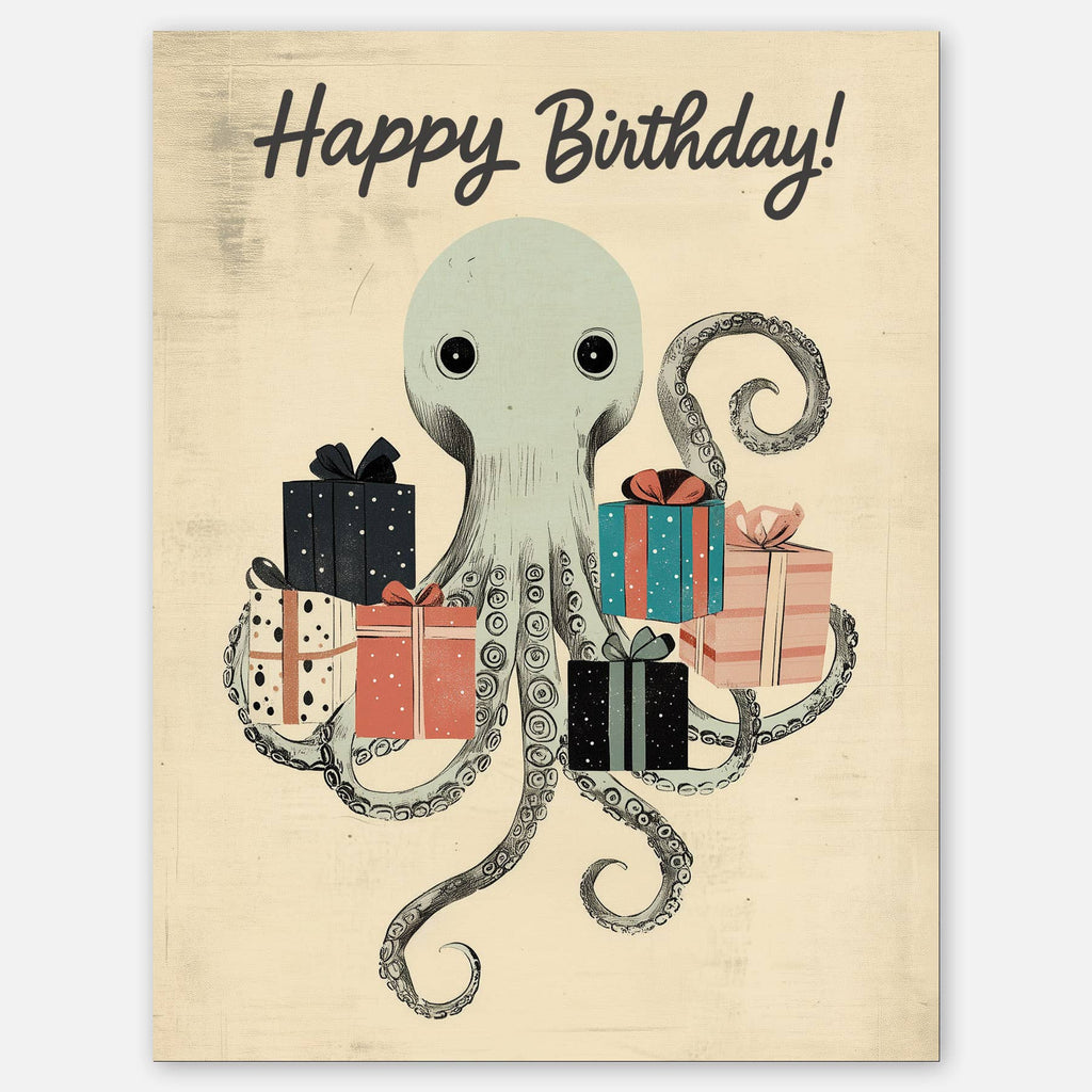 Octopus Birthday - A2 greeting card - Dear John