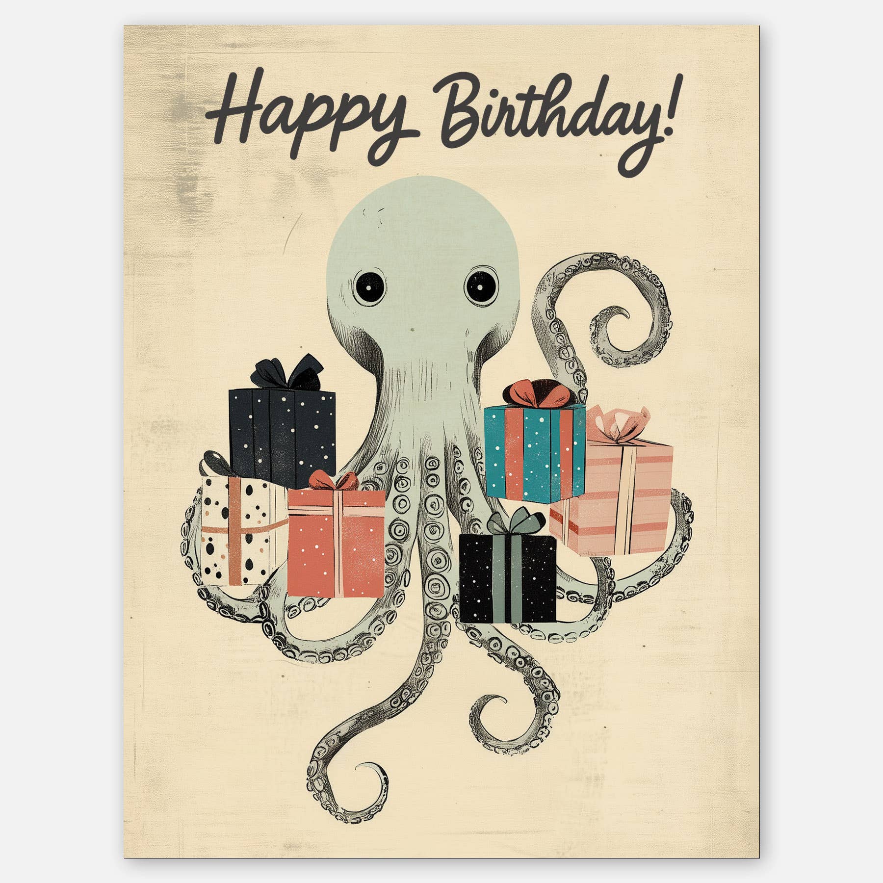 Octopus Birthday - A2 greeting card - Dear John