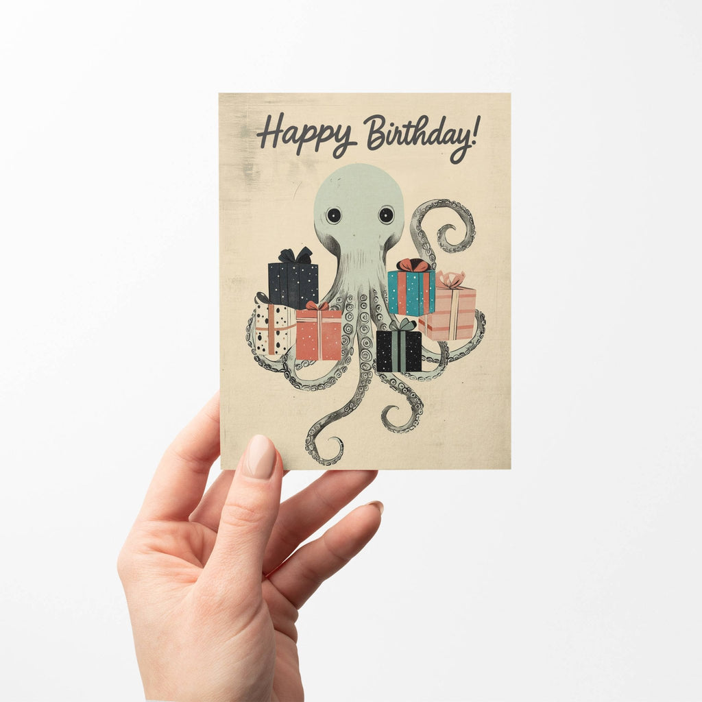 Octopus Birthday - A2 greeting card - Dear John
