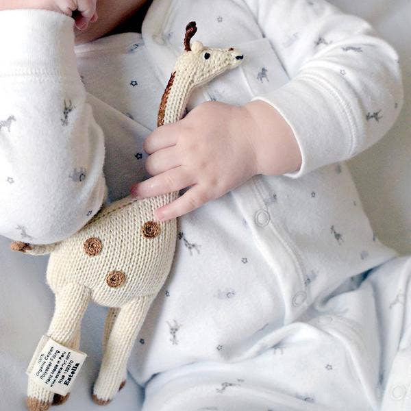 Organic Giraffe Rattle Baby Toy — Award - Winning & Eco - Friendly - Dear John
