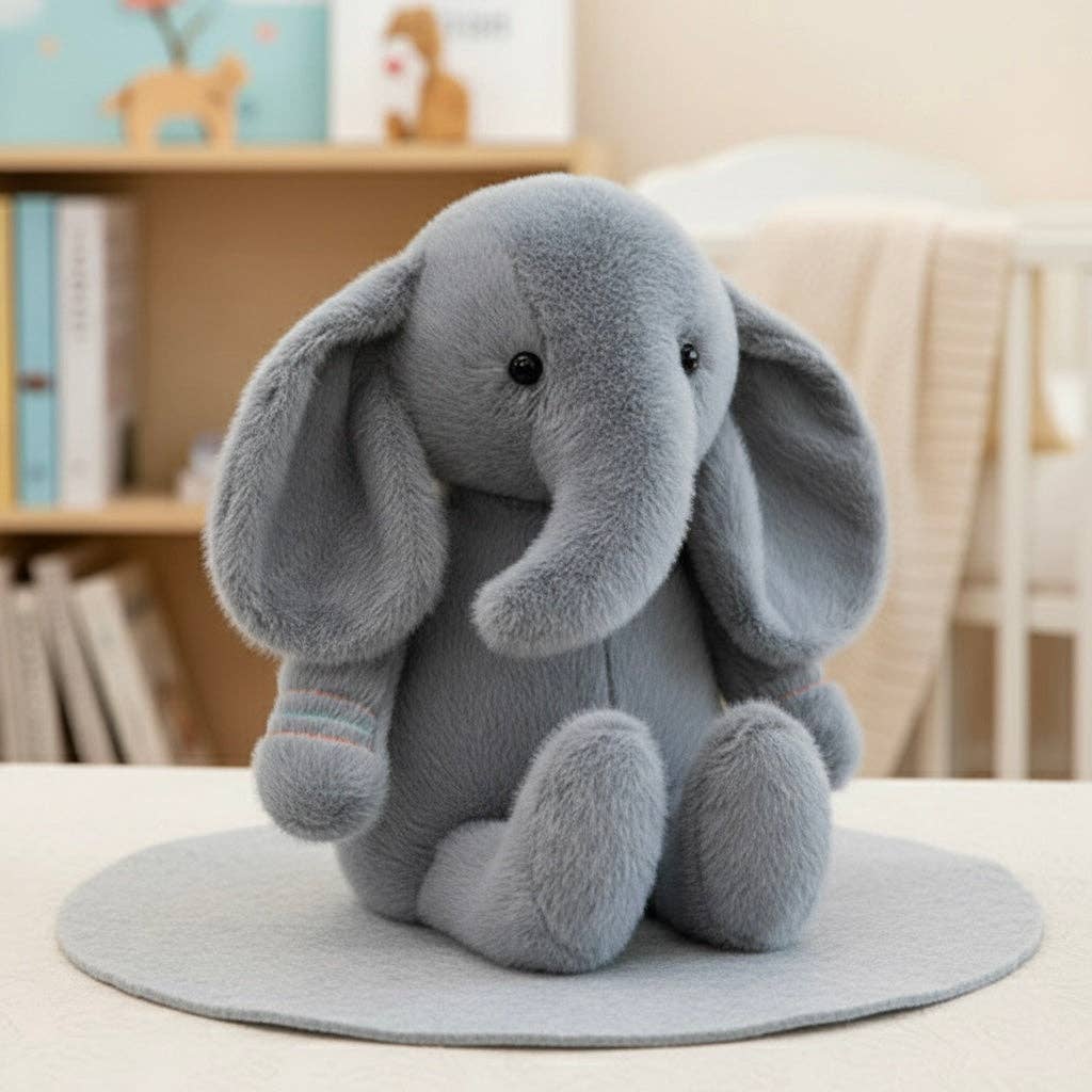 Ozznek Children’s Footwear & Apparel Brand - Elephant Stuffed Toy, Ultra Soft and Cuddly Plush Toy - Dear John