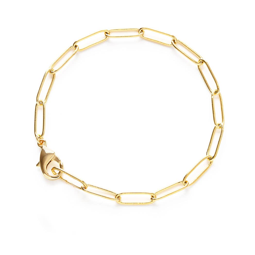 Paperclip Chain Bracelet — 14k Gold over Brass (7" Adjustable) - Dear John