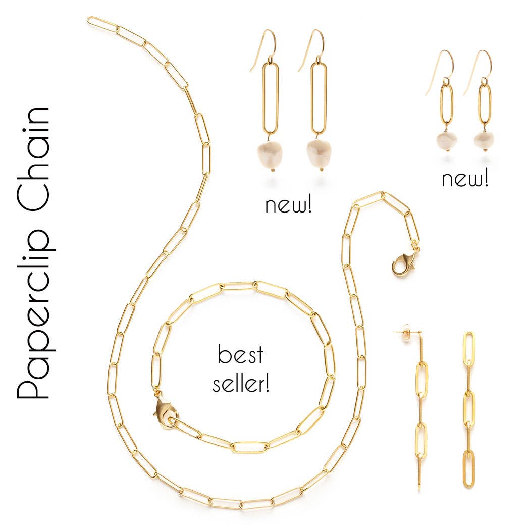 Paperclip Chain Bracelet — 14k Gold over Brass (7" Adjustable) - Dear John
