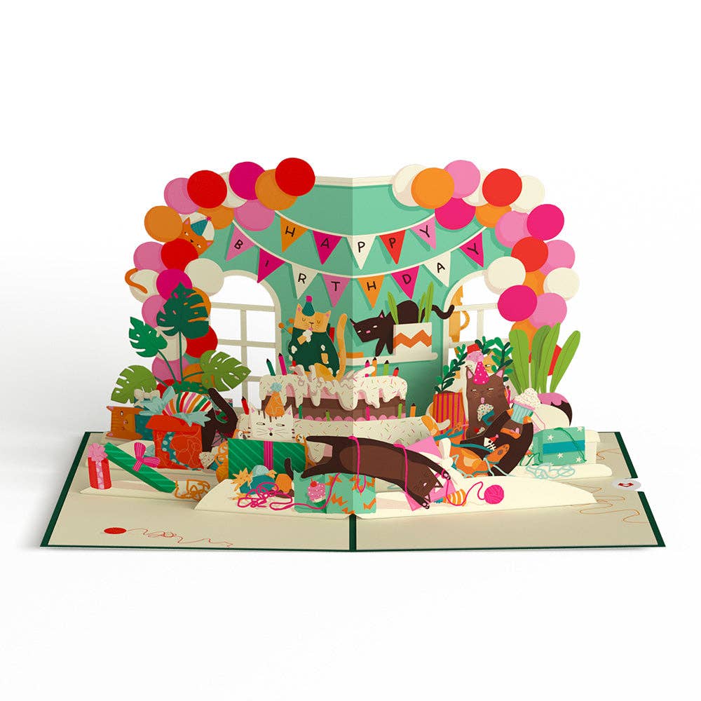 Party Cats Birthday Pop - up Card, 5x7" Birthday Cards - Dear John
