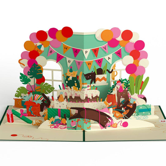 Party Cats Birthday Pop - up Card, 5x7" Birthday Cards - Dear John