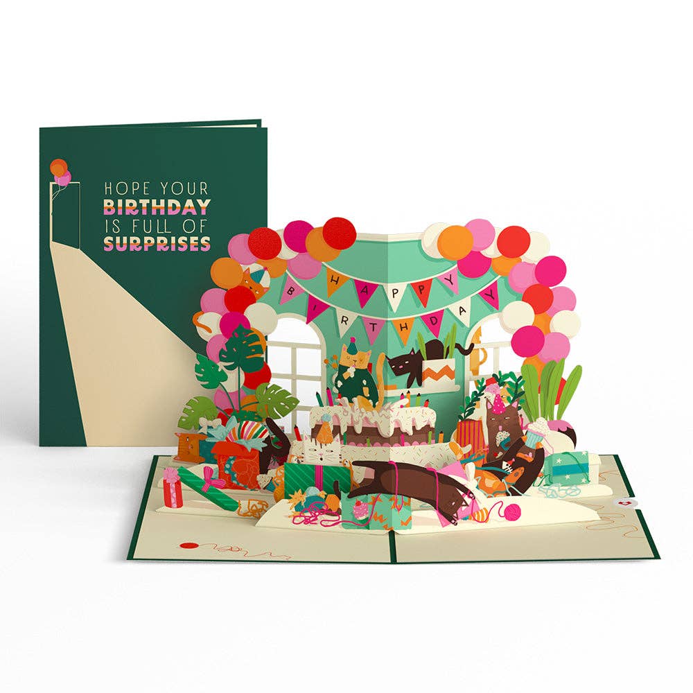 Party Cats Birthday Pop - up Card, 5x7" Birthday Cards - Dear John