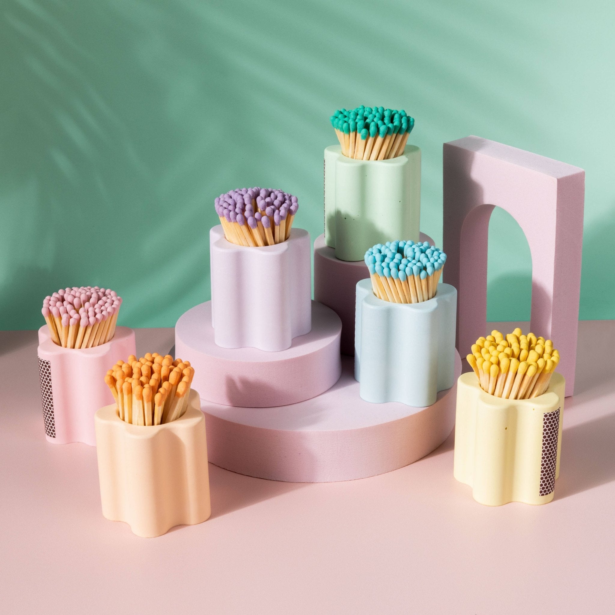 Pastel Flower Vessel with Colorful Matchsticks - Dear John