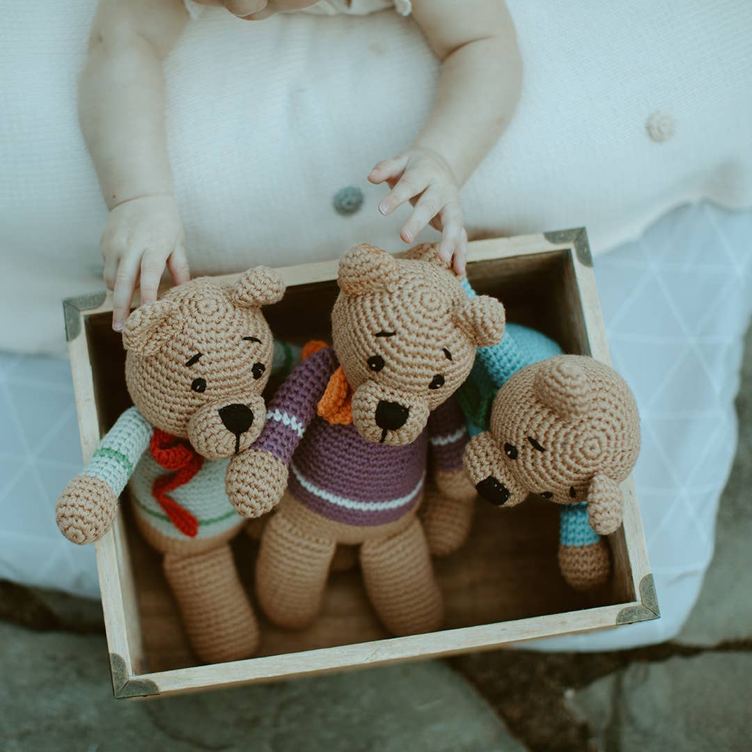 Pebble - Handcrafted Velvety Boho Teddy Bears – Teal, Blue & Purple - Dear John