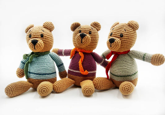 Pebble - Handcrafted Velvety Boho Teddy Bears – Teal, Blue & Purple - Dear John