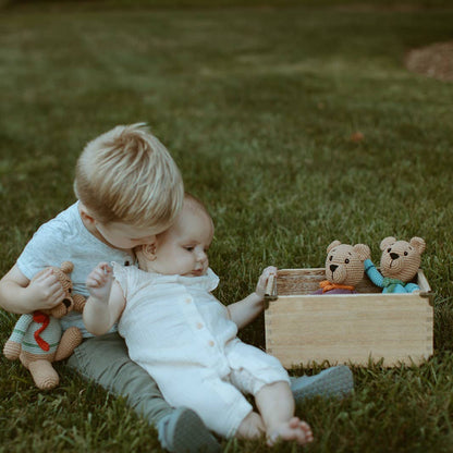 Pebble - Handcrafted Velvety Boho Teddy Bears – Teal, Blue & Purple - Dear John
