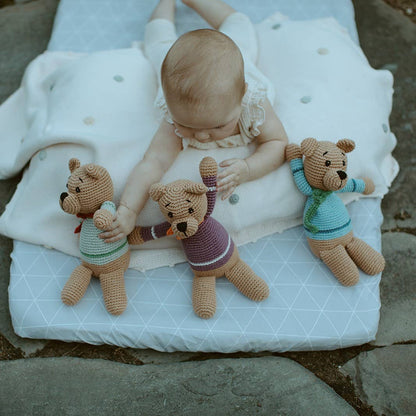 Pebble - Handcrafted Velvety Boho Teddy Bears – Teal, Blue & Purple - Dear John