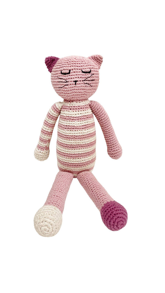 Pebble - HandmadeSleeping Kitten Plush Toy | Organic Cotton Crochet - Dear John