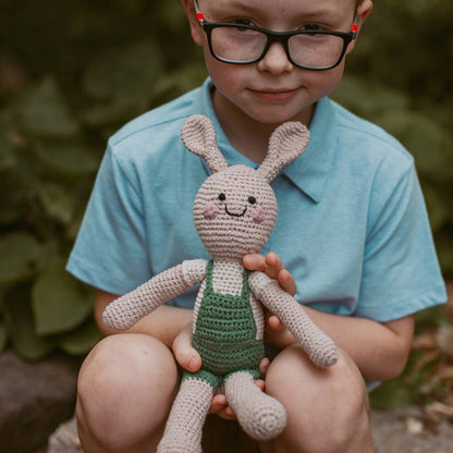 Pebble - Velvety Springtime Bunny - Organic Cotton Crochet Toy - Dear John