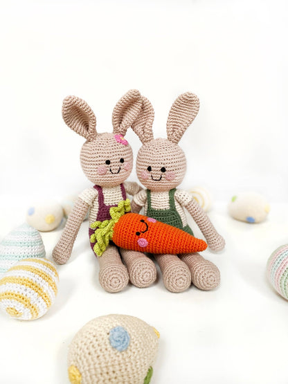Pebble - Velvety Springtime Bunny - Organic Cotton Crochet Toy - Dear John