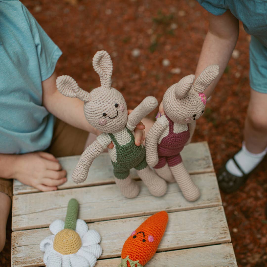 Pebble - Velvety Springtime Bunny - Organic Cotton Crochet Toy - Dear John