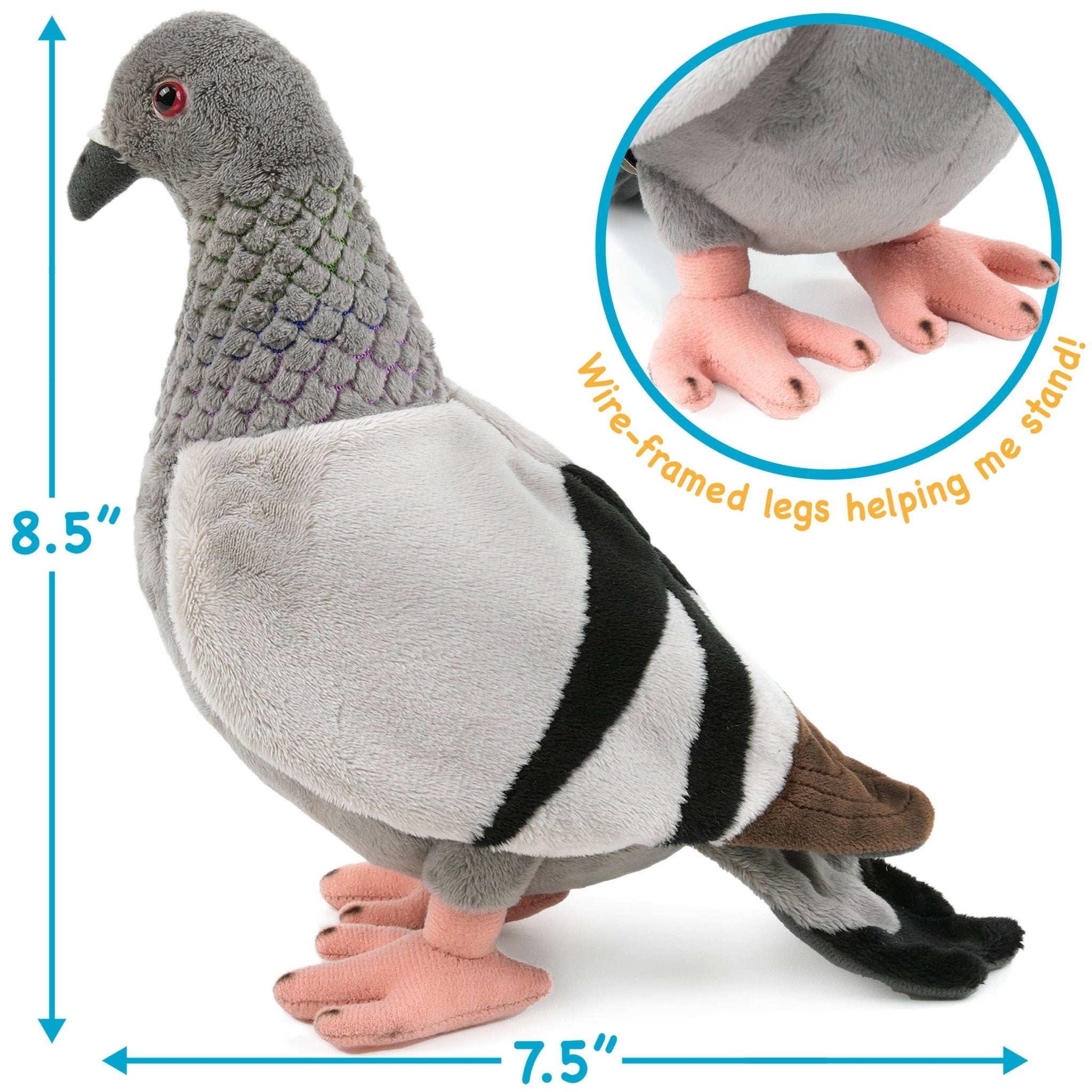 Pepper The Pigeon | 8.5 Inch Stuffed Animal Plush Bird - Dear John
