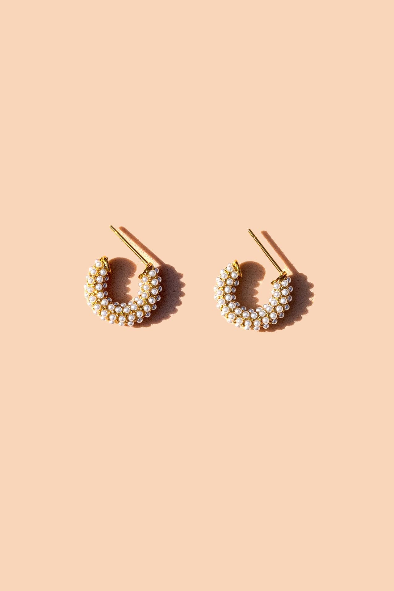 Peter and June - Pearl Mini Dot Hoops - 18K Gold Plated - Dear John