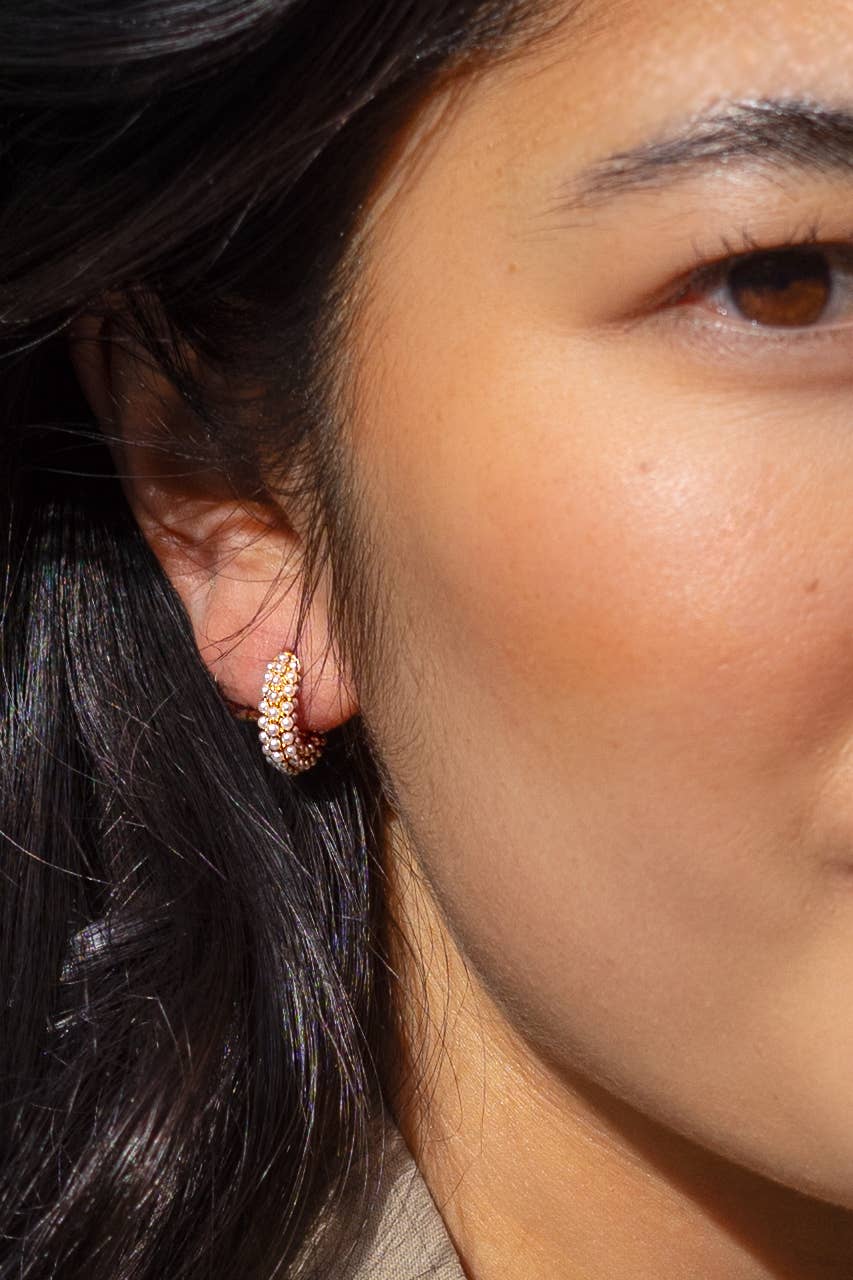 Peter and June - Pearl Mini Dot Hoops - 18K Gold Plated - Dear John