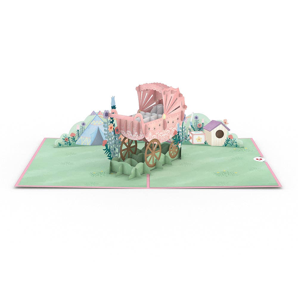Pink Baby Carriage 5''x7'' Card, Pop - Up Cards - Dear John