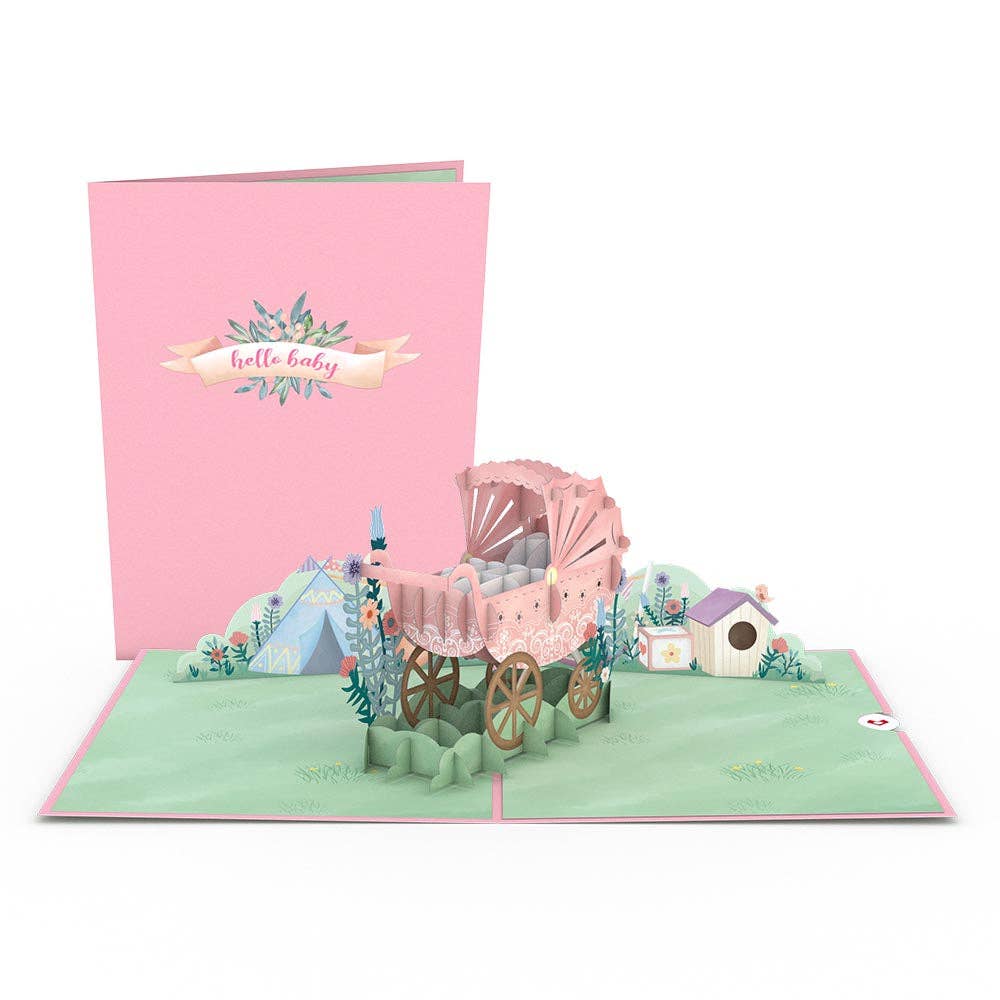 Pink Baby Carriage 5''x7'' Card, Pop - Up Cards - Dear John