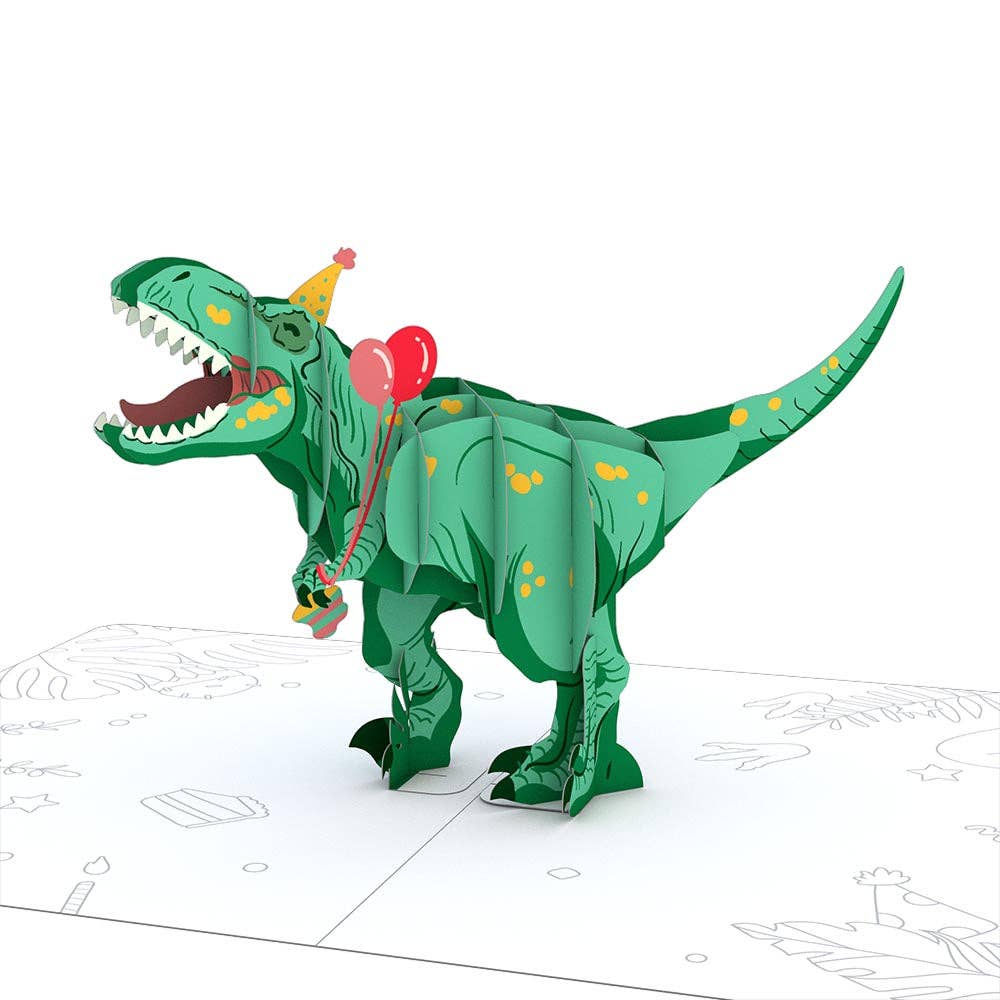 Playpop Card™: 4.5"x5.9" T - Rex Birthday, Pop - Up Cards - Dear John