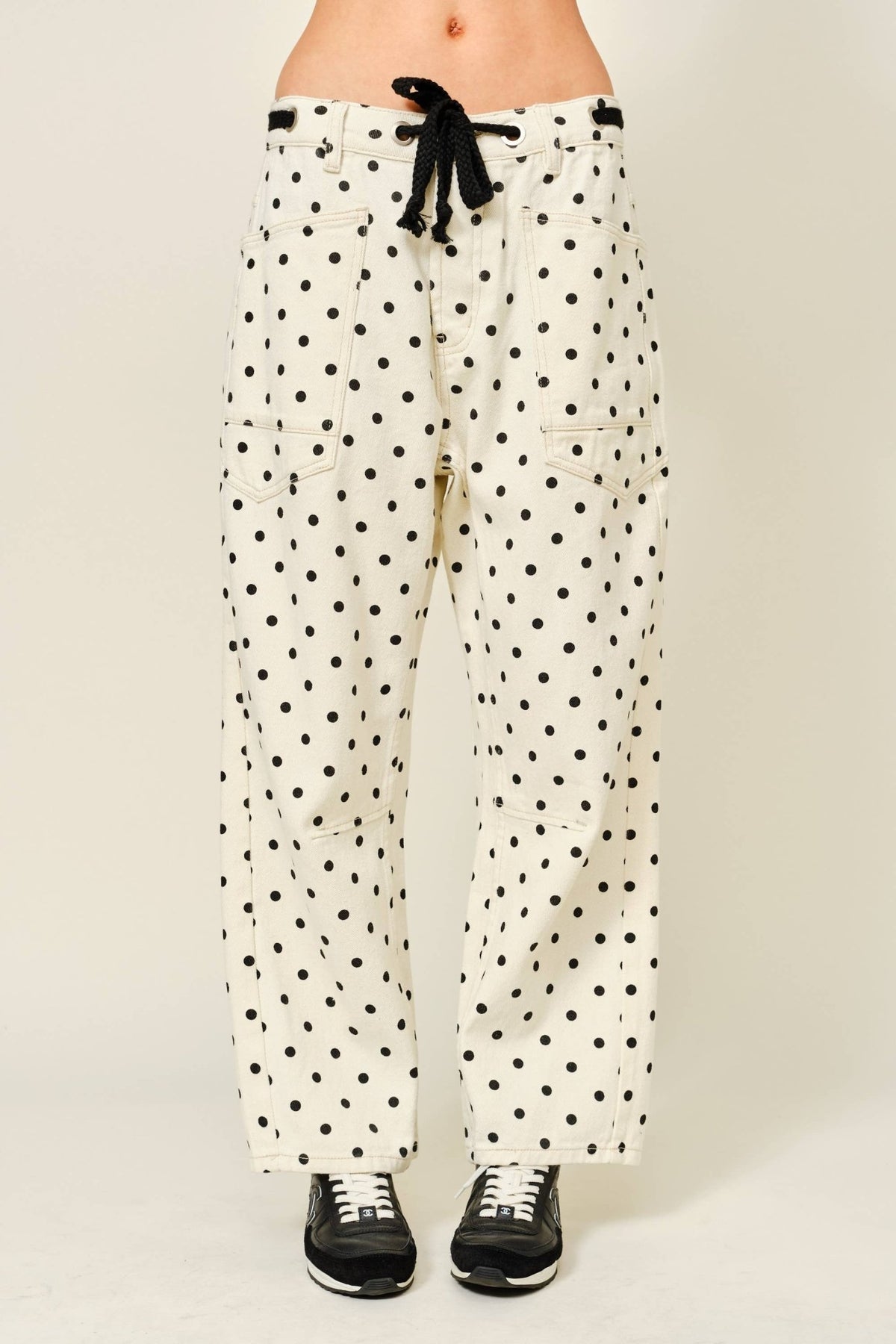 Polka Dot Barrel-Leg Jeans - Dear John