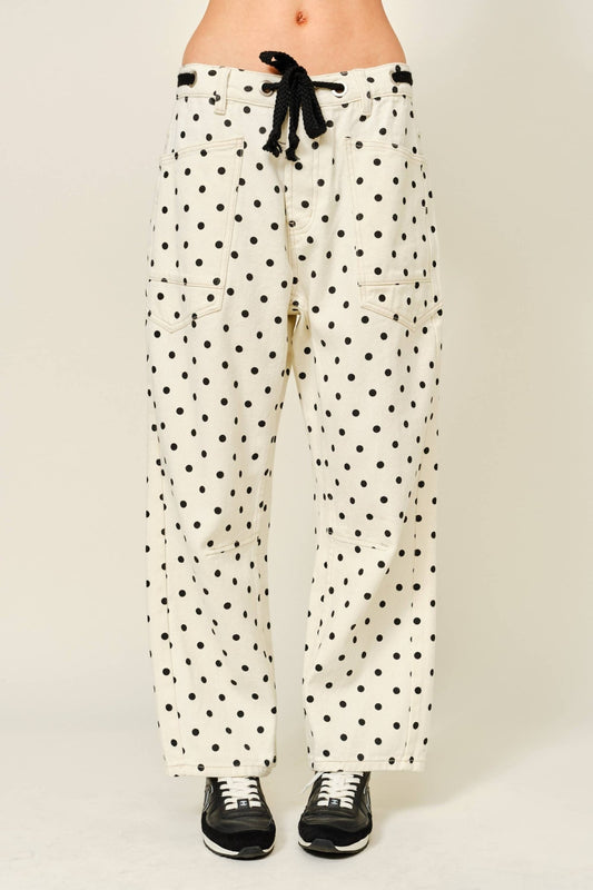 Polka Dot Barrel-Leg Jeans - Dear John