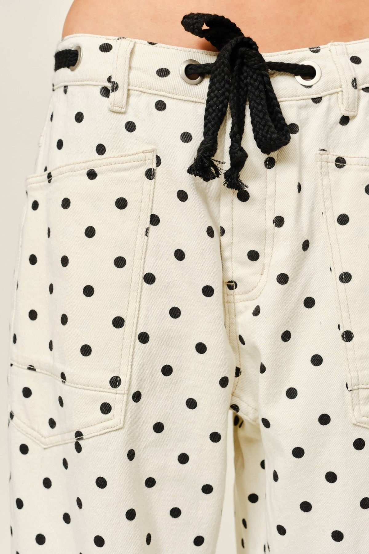 Polka Dot Barrel-Leg Jeans - Dear John