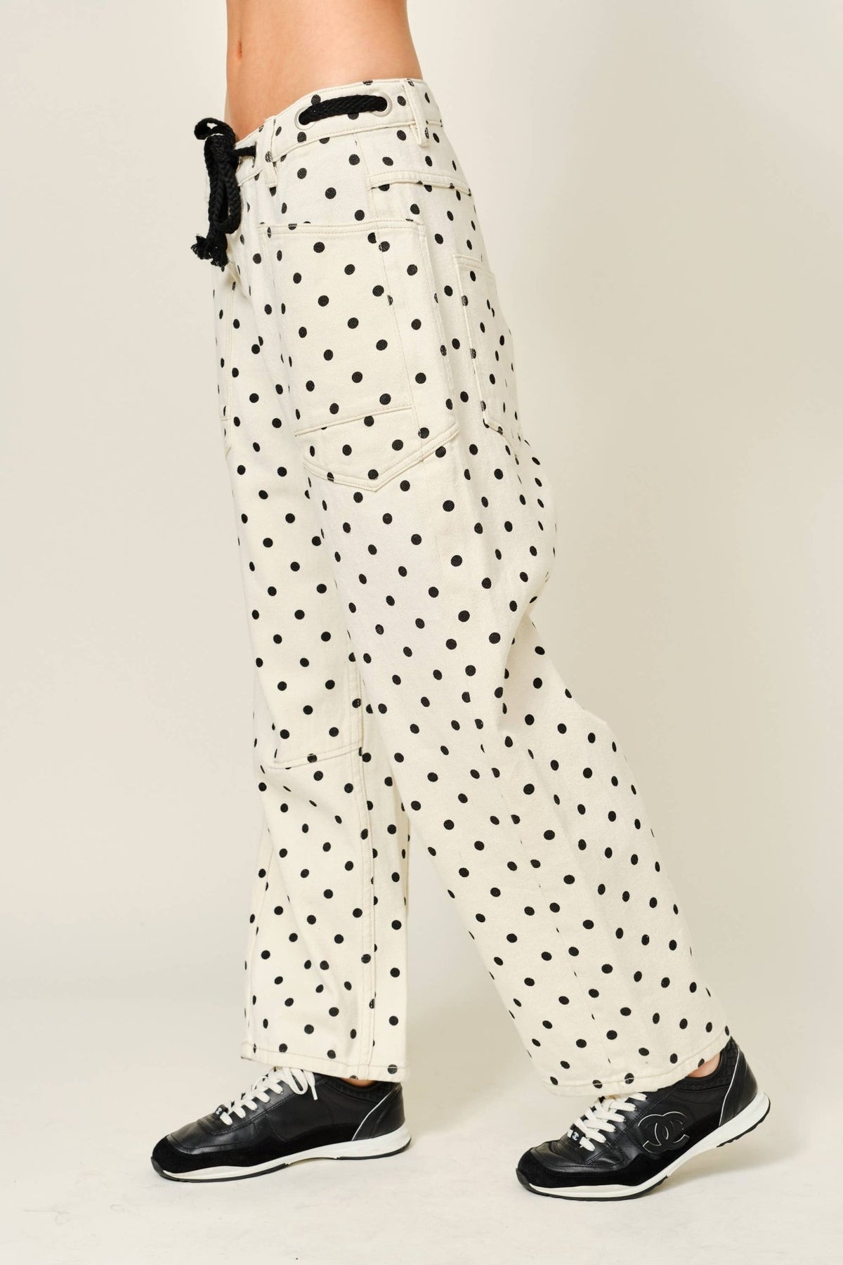 Polka Dot Barrel-Leg Jeans - Dear John