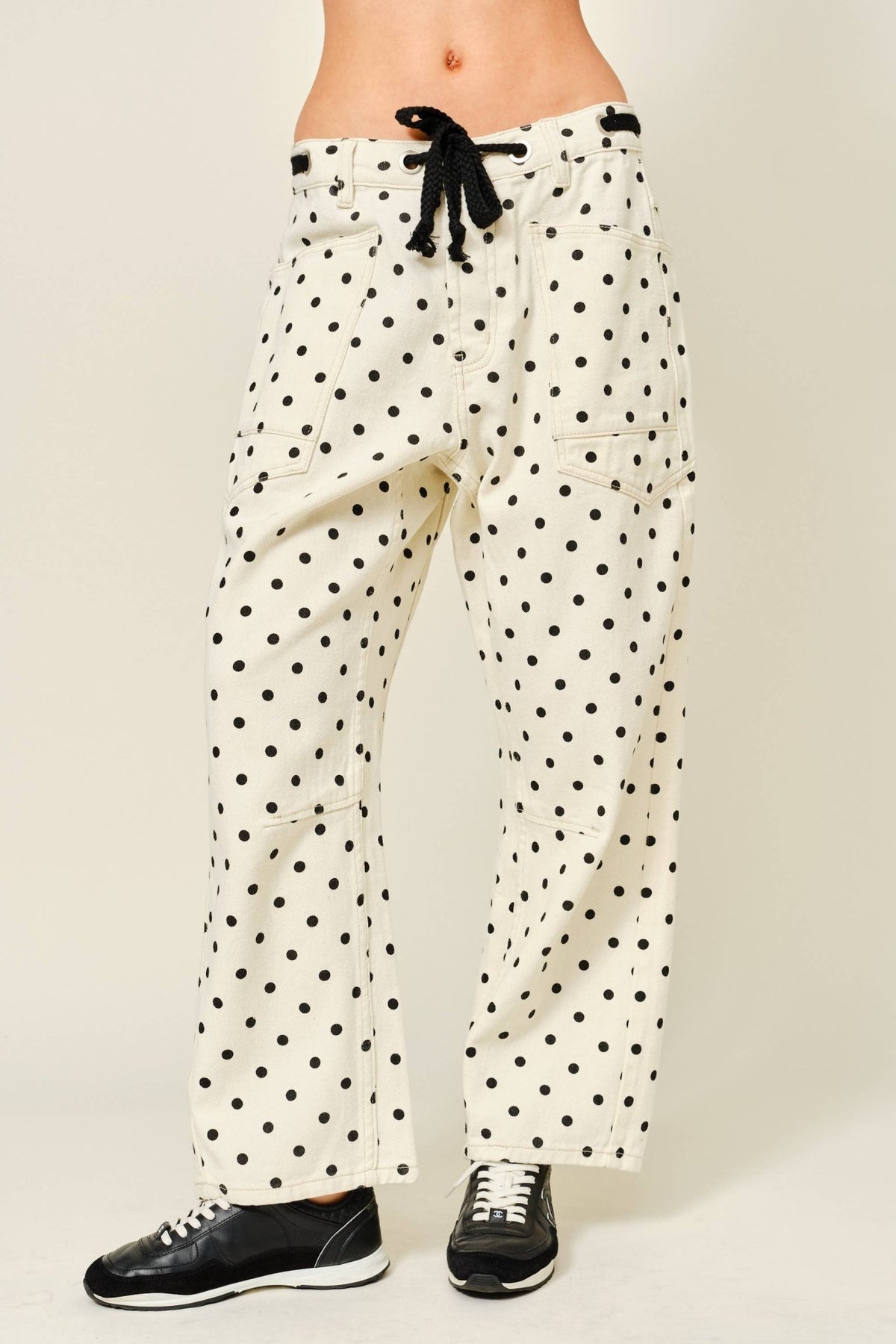 Polka Dot Barrel-Leg Jeans - Dear John