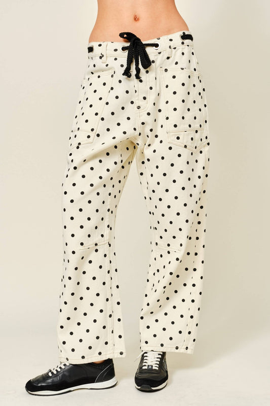 Polka Dot Barrel-Leg Jeans - Dear John