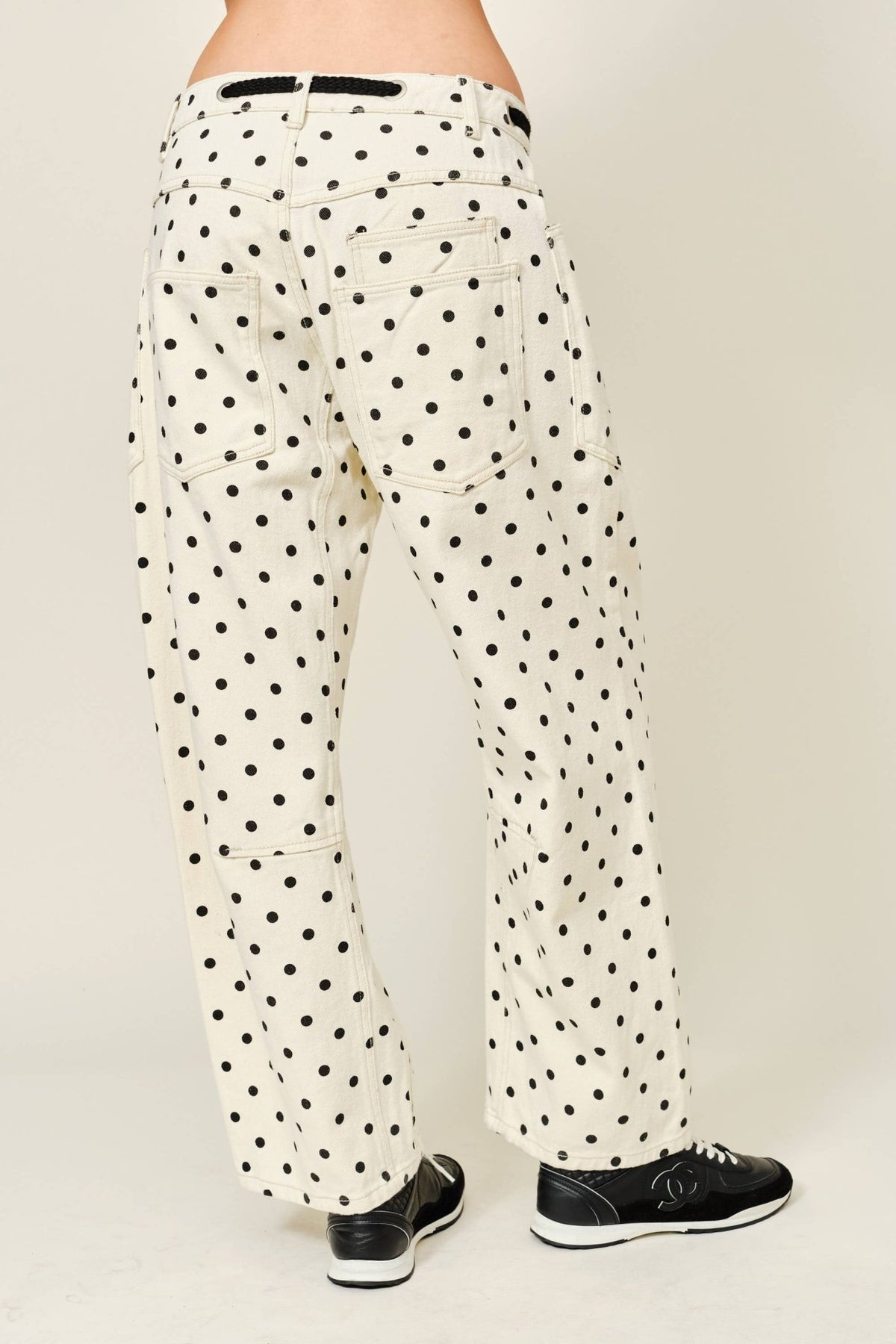 Polka Dot Barrel-Leg Jeans - Dear John